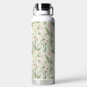ソフトミントグリーンガーデンフラワーパターン ウォーターボトル (背面)