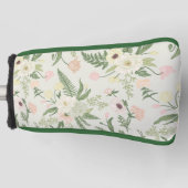 ソフトミントグリーンガーデンフラワーパターン ゴルフヘッドカバー (正面)