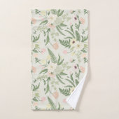 ソフトミントグリーンガーデンフラワーパターン バスタオルセット (ハンドタオル)