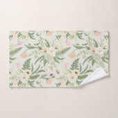 ソフトミントグリーンガーデンフラワーパターン バスタオルセット (ハンドタオル)