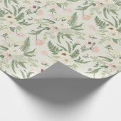 ソフトミントグリーンガーデンフラワーパターン ラッピングペーパー (角)