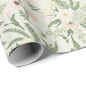 ソフトミントグリーンガーデンフラワーパターン ラッピングペーパー (ロールコーナー)