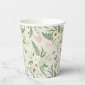 ソフトミントグリーンガーデンフラワーパターン 紙コップ (左)