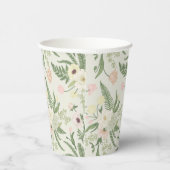 ソフトミントグリーンガーデンフラワーパターン 紙コップ (右)