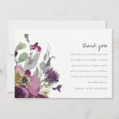 ソフトメイブパープル薄紫水カラーフローラ結婚ズ サンキューカード (正面)