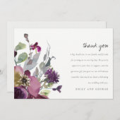 ソフトメイブパープル薄紫水カラーフローラ結婚ズ サンキューカード (正面/裏面)
