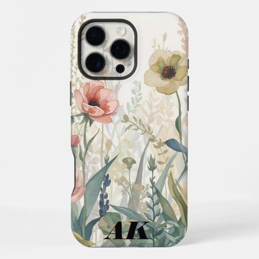 ソフトメドウ印象 – 水彩植物画ウォールアート iPhoneケース (裏面)