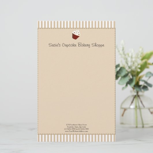 ソフトモカ入りカップケストライプーキ 便箋 (スタンド正面)