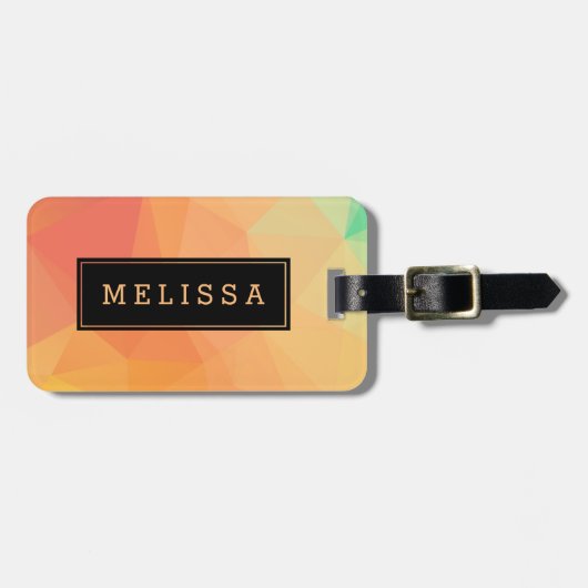 ソフトモダンイエローとオレンジの幾何学的パターン ラゲッジタグ (正面横)
