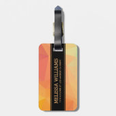 ソフトモダンイエローとオレンジの幾何学的パターン ラゲッジタグ (裏面縦)