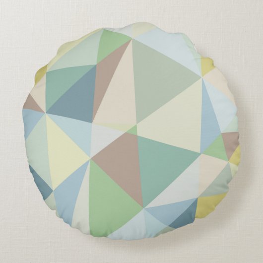ソフトモダンカラーの幾何学的パターン ラウンドクッション (裏面)
