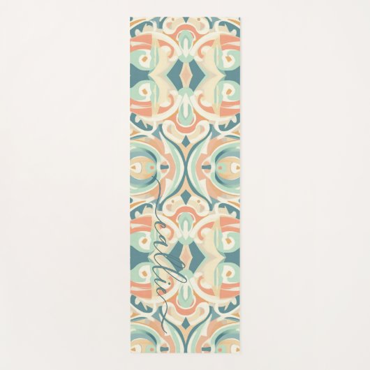 ソフトモダンビーチカラー抽象芸術モザイクモノグラム ヨガマット (正面)