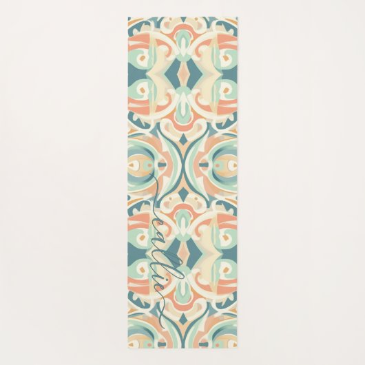 ソフトモダンビーチカラー抽象芸術モザイクモノグラム ヨガマット (裏面)