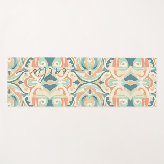 ソフトモダンビーチカラー抽象芸術モザイクモノグラム ヨガマット (正面(横))