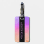 ソフトモダンピンクとラベンダーの幾何学的パターン ラゲッジタグ (裏面縦)