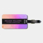 ソフトモダンピンクとラベンダーの幾何学的パターン ラゲッジタグ (裏面横)