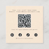 ソフトモダンピーチとメイク自然アップアーティストQR スクエア名刺 (裏面)