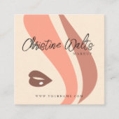 ソフトモダンピーチとメイク自然アップアーティストQR スクエア名刺 (正面)