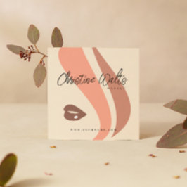 ソフトモダンピーチとメイク自然アップアーティストQR スクエア名刺