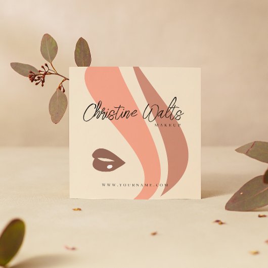 ソフトモダンピーチとメイク自然アップアーティストQR スクエア名刺