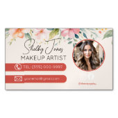 ソフトモダンフローラメイクアップアーティストMUA写真 マグネット名刺 (正面)