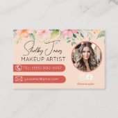 ソフトモダンフローラメイクアップアーティストMUA写真 名刺 (正面)