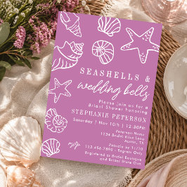 ソフトモーブのブライダルシャワー Seashells & Wedding Bells 招待状