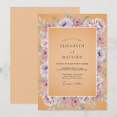 ソフトモーヴアプリコット芍薬の結婚式 招待状 (正面/裏面)