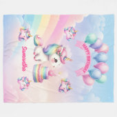 ソフトユニコーンブランケットパステル8thガール誕生日ギフト フリースブランケット (正面(横))