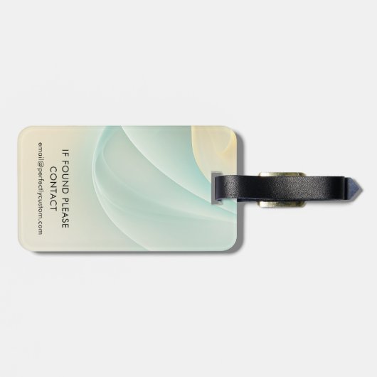 ソフトライトアクアブルーと黄金色の渦巻き名 ラゲッジタグ (裏面横)
