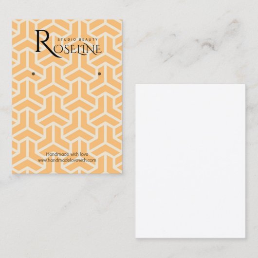 ソフトライトオレンジ色のジオメトリックなジュエリー表示 名刺 (正面/裏面)