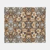 ソフトライトカラーのグラフィックフラワーパターンElegan フリースブランケット (正面(横))