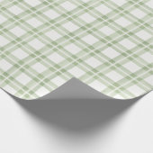 ソフトライトグリーンホワイトチェック格子農家ギフト ラッピングペーパー (角)