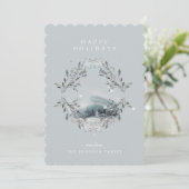 ソフトライトシルバーティール（緑がかった色）ブルークリスマスウィンターシーン シーズンカード (スタンド正面)