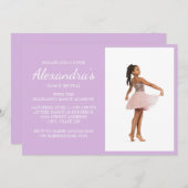 ソフトライトパープルダンスリサイタルフォト招待状 招待状 (正面/裏面)