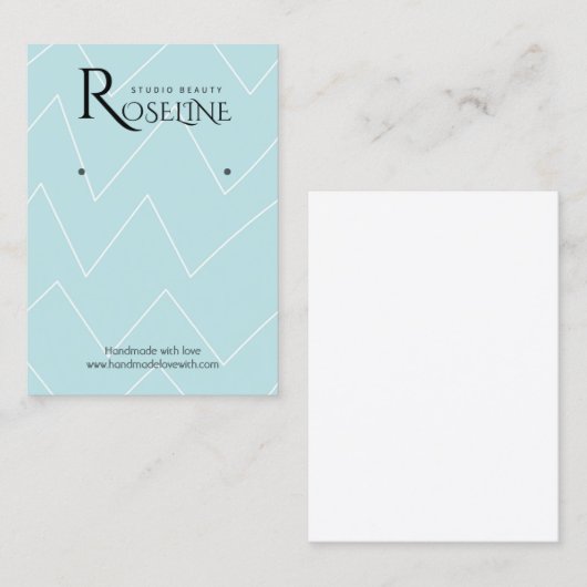 ソフトライトブルーのジオメトリックなジュエリー表示 名刺 (正面/裏面)