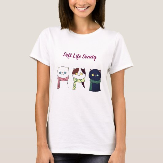 ソフトライフ・ソサエティ あったか猫の美意識Tシャツ Tシャツ (正面)