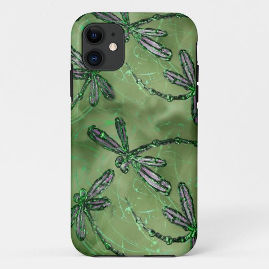 ソフトライムグリーンに舞う紫色のトンボ Case-Mate iPhoneケース (裏面)