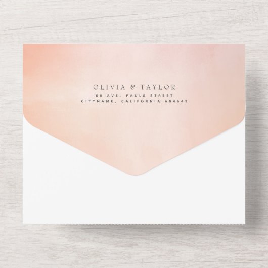 ソフトラエレガントイトバラフラワーズボホ結婚ズ オールインワン招待状 (裏面)