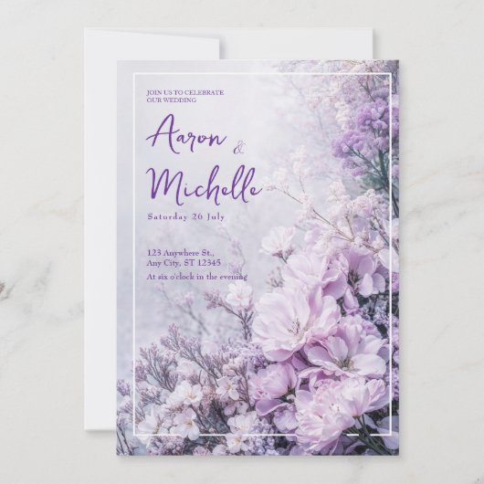 ソフトラベンダーブロッサム結婚式招待状 招待状 (正面)