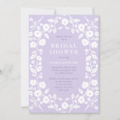 ソフトラベンダーホワイトフォークフローラブライダルシャワー 招待状 (正面)
