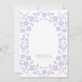 ソフトラベンダーホワイトフォークフローラブライダルシャワー 招待状 (裏面)