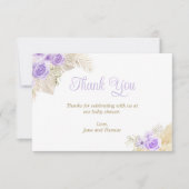 ソフトラベンダーボホパンパスガールベビーシャワー サンキューカード (正面)