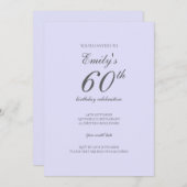 ソフトラベンダーミニマリスト60誕生日招待状 招待状 (正面/裏面)