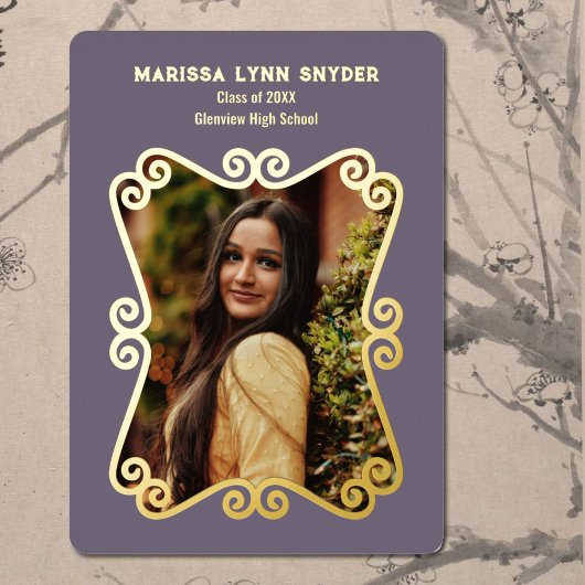 ソフトラベンダー卒業発表招待状 箔招待状