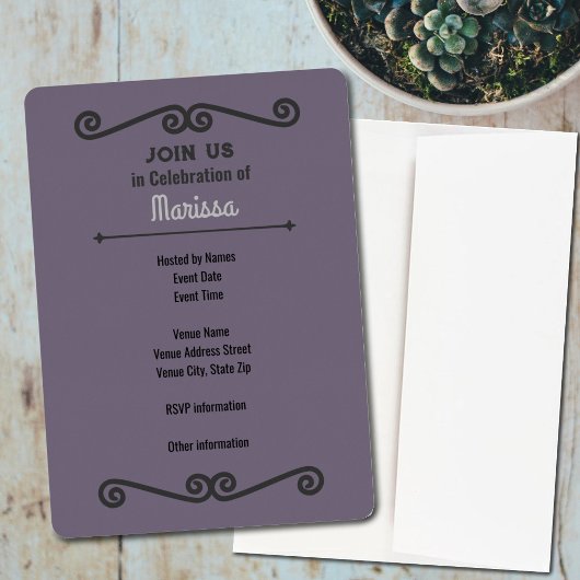 ソフトラベンダー卒業発表招待状 箔招待状