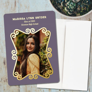 ソフトラベンダー卒業発表招待状 箔招待状