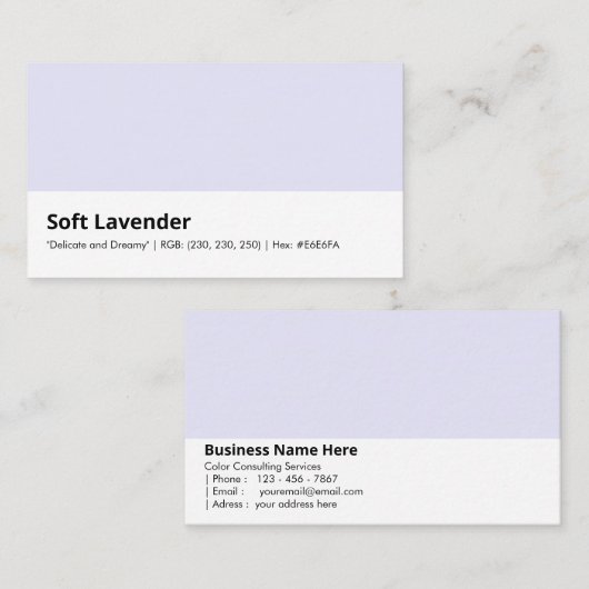 ソフトラベンダー繊細な夢のような色のコンサルティング 名刺 (正面/裏面)