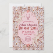 ソフトルネサンス・ロココスタイルの美しいバースデーパーティー 招待状 (正面)