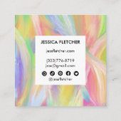 ソフトレインボーオイルペインティングソーシャルアイコンミニマリスト スクエア名刺 (裏面)